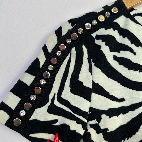 Blumarine Zebra Print Dress w/Rhinestone Details - Picture 2 of 10